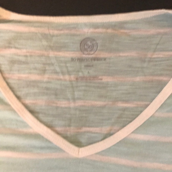 Teal and White Striped V Neck - Picture 4 of 5